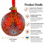 Radiant Jeweled Snowflake on Red Glass Christmas Ornament 3.25 Inches