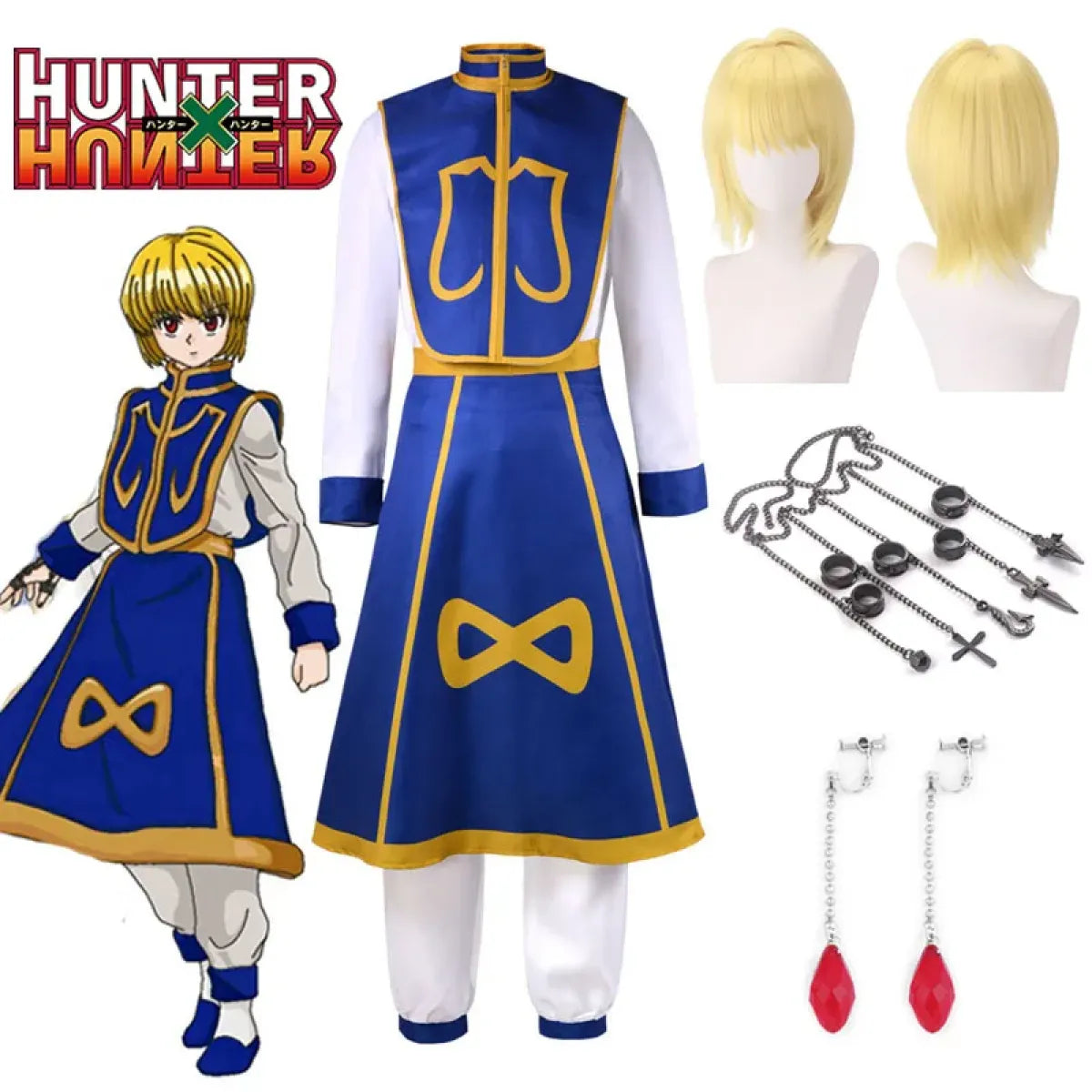 Kurapika Cosplay Costume – Hunter x Hunter Outfit with Wig & Chains