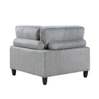 Living Room Furniture Corner Chair Gray Corduroy Upholstery 1pc Corner Wedge Soft Cushion Solid Wood Legs