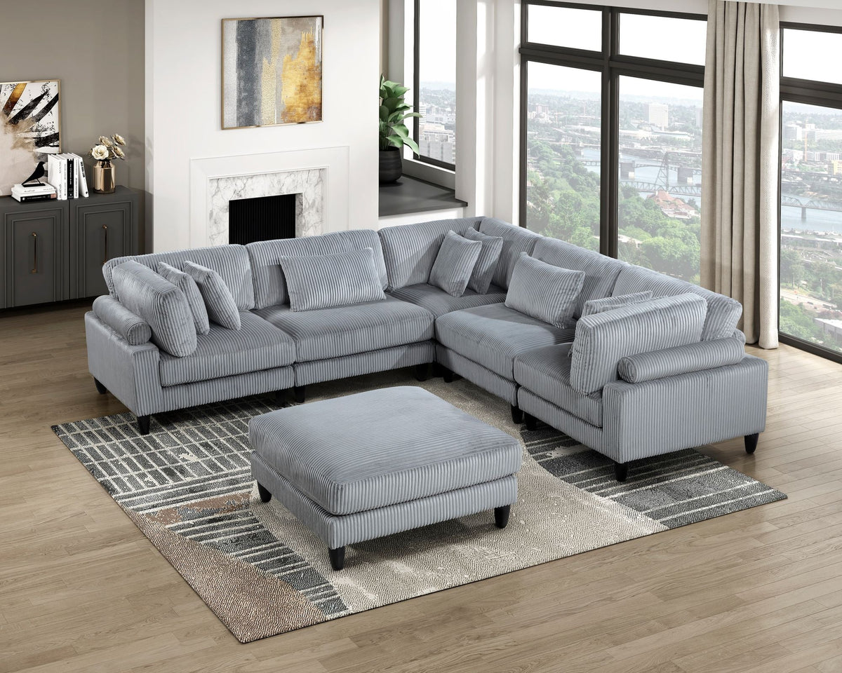 Living Room Furniture Corner Chair Gray Corduroy Upholstery 1pc Corner Wedge Soft Cushion Solid Wood Legs