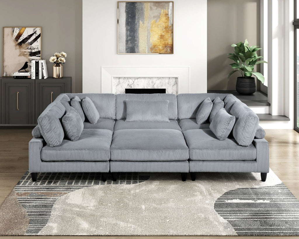 Living Room Furniture Corner Chair Gray Corduroy Upholstery 1pc Corner Wedge Soft Cushion Solid Wood Legs