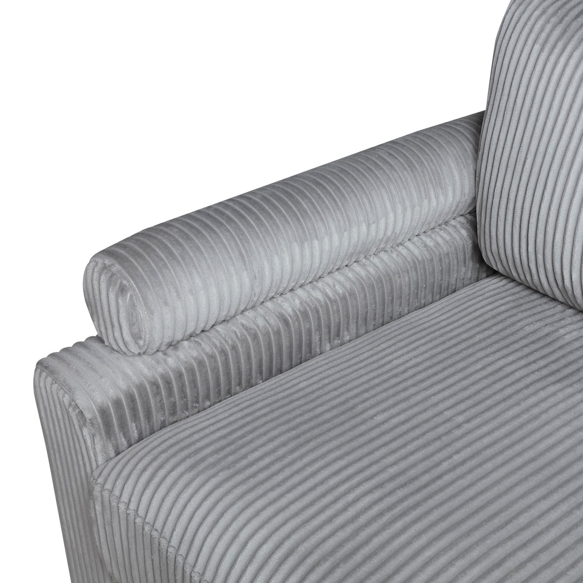 Living Room Furniture Corner Chair Gray Corduroy Upholstery 1pc Corner Wedge Soft Cushion Solid Wood Legs
